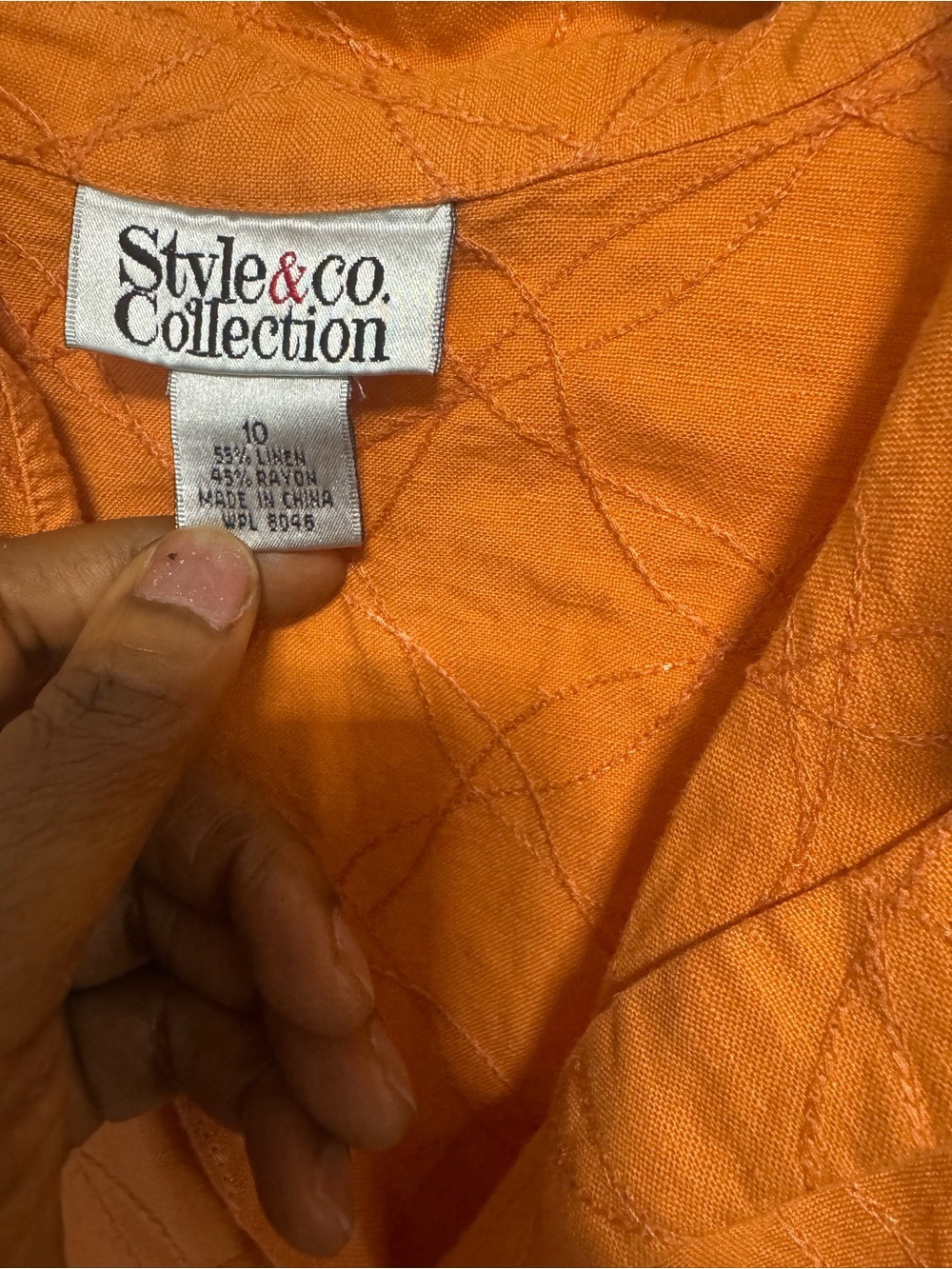 Women's Orange Button-Front Collared Top - Picture 2 of 3